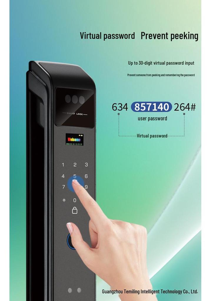 Smart Lock: Fully Automatic Fingerprint & 3D Facial Recognition with Video Intercom & Password Entry for Room Doors