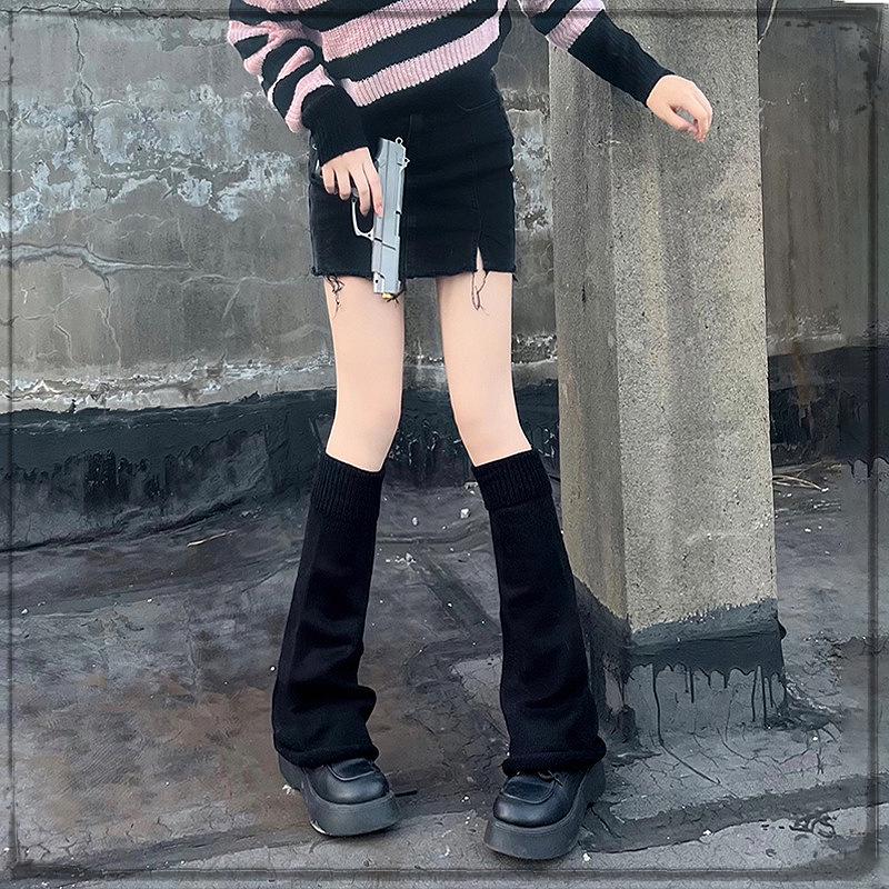 Women's Korean Style Knit Wool Leg Warmers - White Calf Socks for Autumn & Winter
