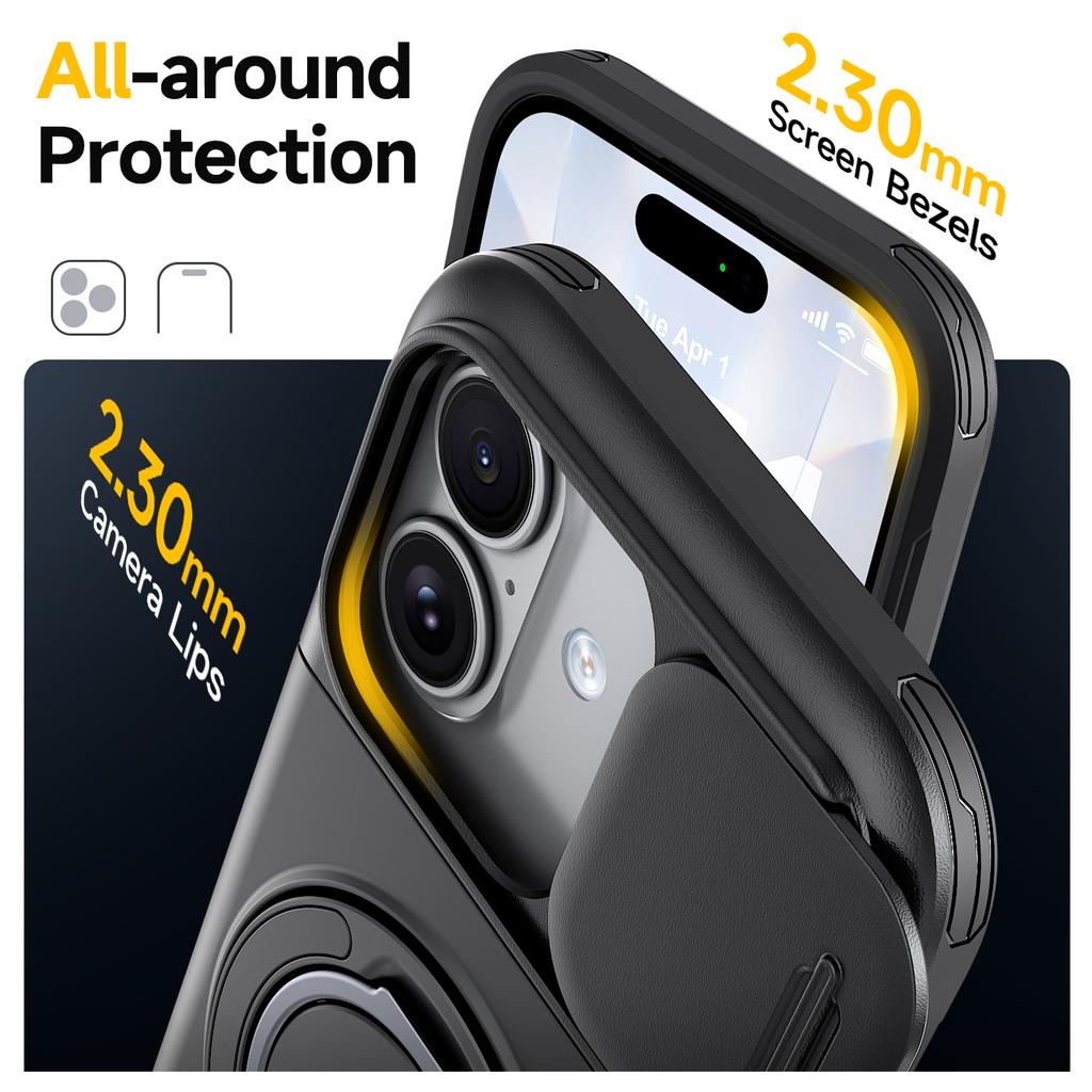 Custodia con Portacarte e Protezione Obiettivo per iPhone 17 Pro Max 16 Plus 17pro Iphone16 Iphone17 Armatura a Doppio Strato Accessori