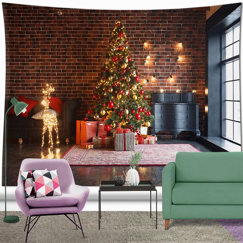 INS Style Christmas Wall Tapestry for Bedroom and Living Room, Brushed Cloth, 90g/sqm