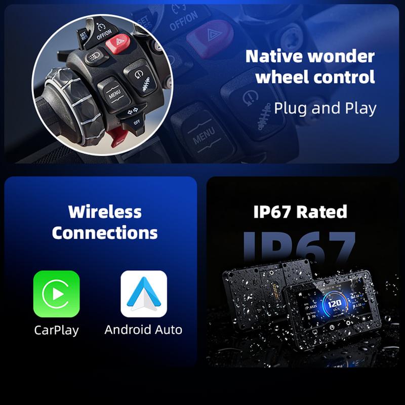 EKIY 5.0" For BMW R1200GS R1250GS F800 F900 S1000XR GPS Motorcycle Navigation Wireless CarPlay Moto Android Auto For WonderWheel