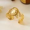 Stainless Steel Vintage Exaggerated Wide Cuff Bangle for Women Gold Color Starfish Shell Geometric Bracelet Beach Party Jewelry