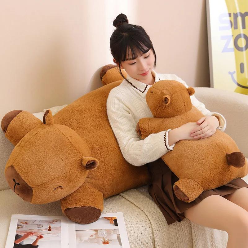 Big Size Capybara Plush Toy Mat Stuffed Giant Capibara Floor Lazy Sofa Cushion Riding Horse for Kids BirthdayDecor Toys
