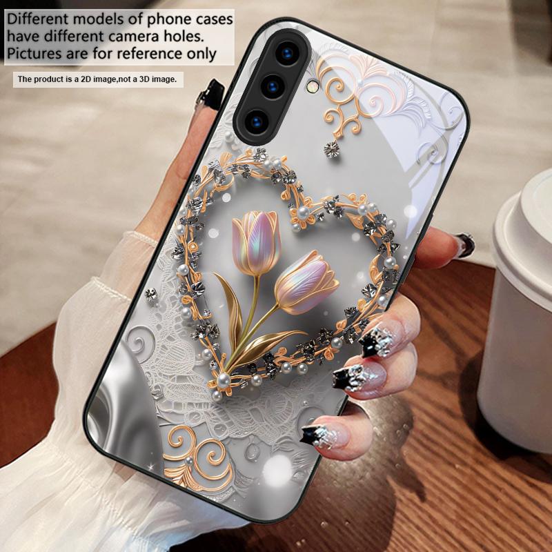 Love's Pink Purple Tulip For Samsung S25 S25 Edge S25Ultra S8 9 S10 20 U Ltra S21 Pro 22 Plus S23 FE S24 Ultra Glass Phone Case