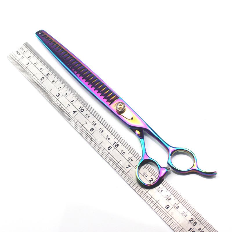 9.0" Gem-Colored Pet Grooming Fishbone Teeth Scissors with Bag