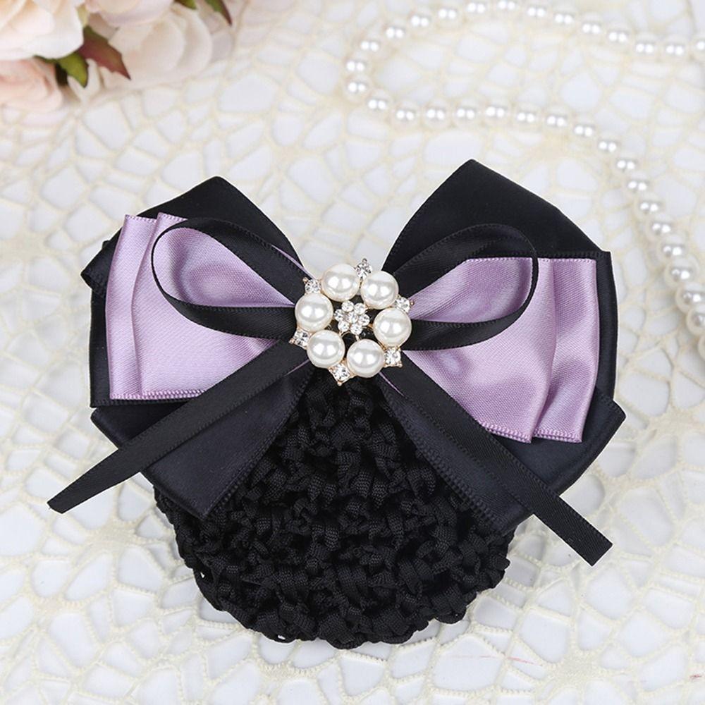 Hotel Headwear For Women Korean Bun Snood Hairgrips Cover Net Bowknot Spring Clip Ponytail Clip