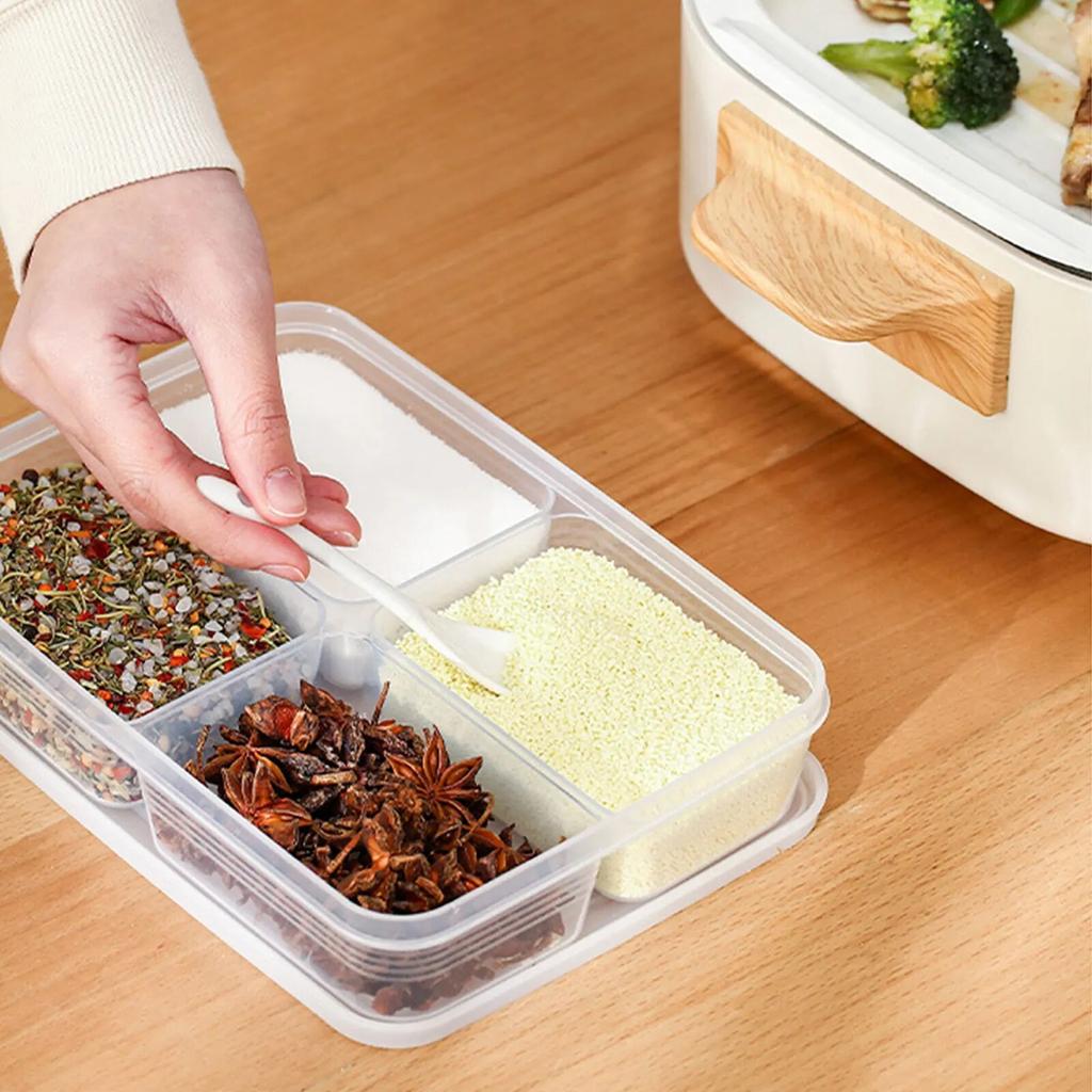 4-Compartment Food Containers For Meats & Vegetable With Lids Reusable Clear Snack Storage Box Kichen Tools Fresh-keeping Box
