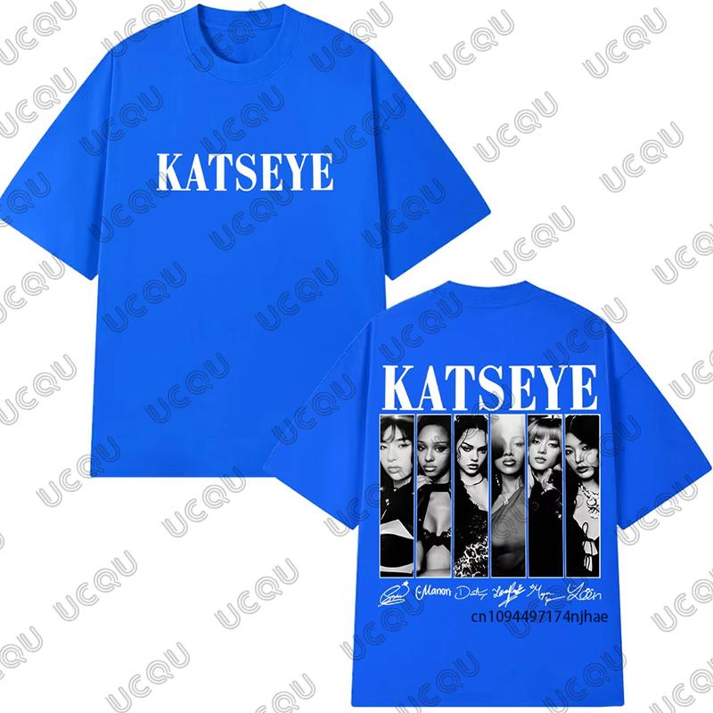 2026 New Vintage Korean Style Katseye Graphic Cotton WoUnisex Tshirt Summer Casual Kpop Streetwear Tees Oversized Unisex Tops