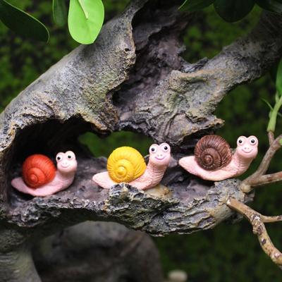 Micro Landscape Simulation Small Snail Mini Ornament Figurine for Outdoor Cute Animal Resin Crafts Garden Decoration