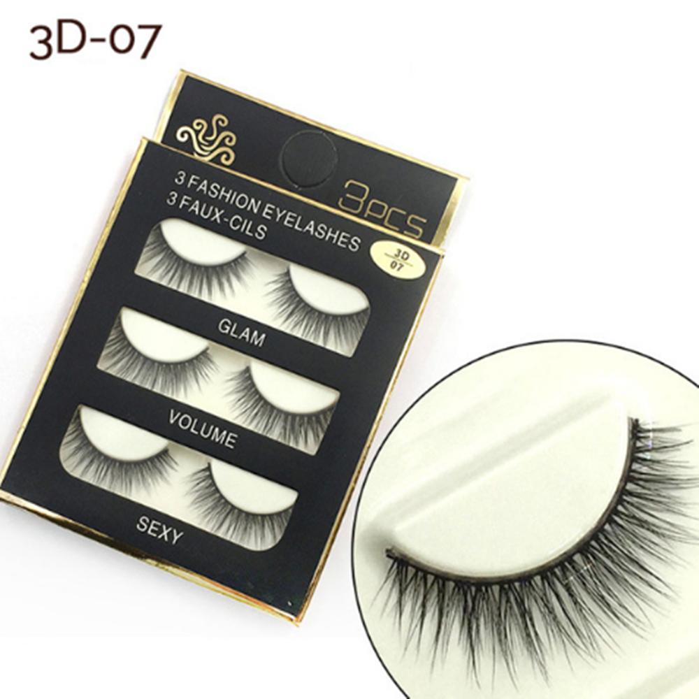 3 Pair Waterproof Handmade Mink Hair Thick Eye Lash Extension  3D Mink Natural Long False Eyelashes