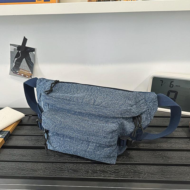 

Сумка из выстиранного денима, легкая повседневная мужская сумка, спортивная сумка через плечо, спортивная модная сумка для велоспорта, трендовая нагрудная сумка синий