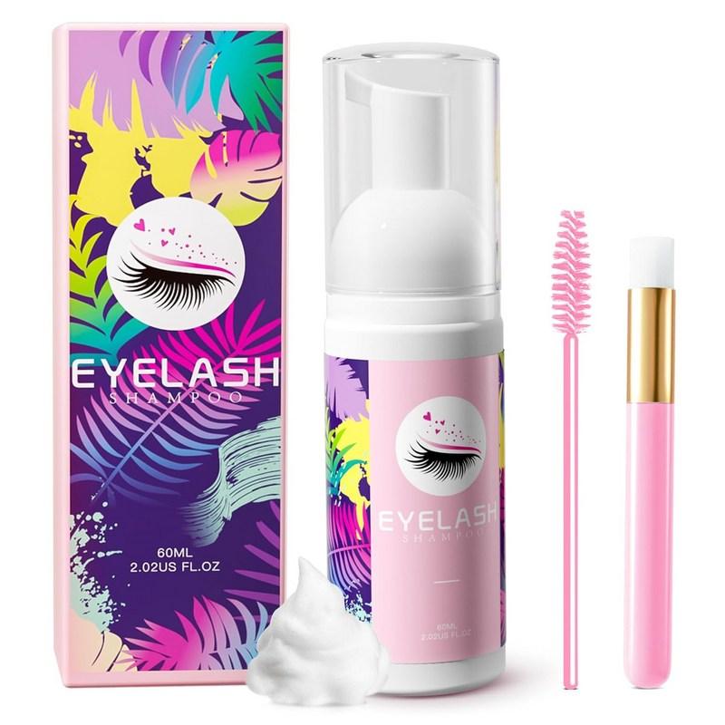 Setnur Cleaning Kit for Lash Extensions Brush Mascara Gentle Foam Eyelash Makeup Remover 60ml Extension Cleanser for Home Use, 1 Set
