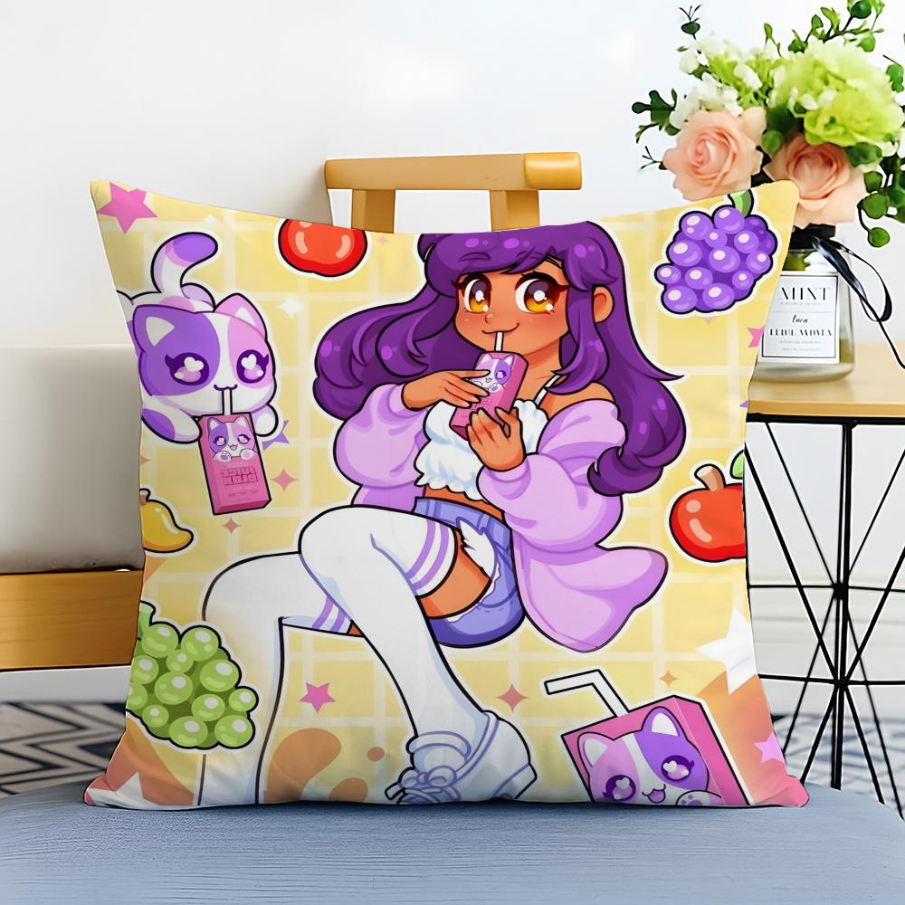 Cartoon Aphmau Decorative Cushion Cover Washable Linen Comfort Soft for Sofa Bed Cozy Home Room Decor