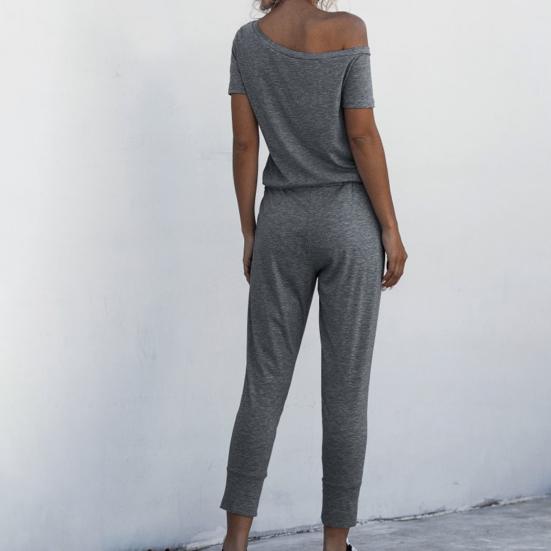 Frauen Strampler Einfarbig Enge Taille 4 Farben Damen Schräge Schulter Overall zum Einkaufen