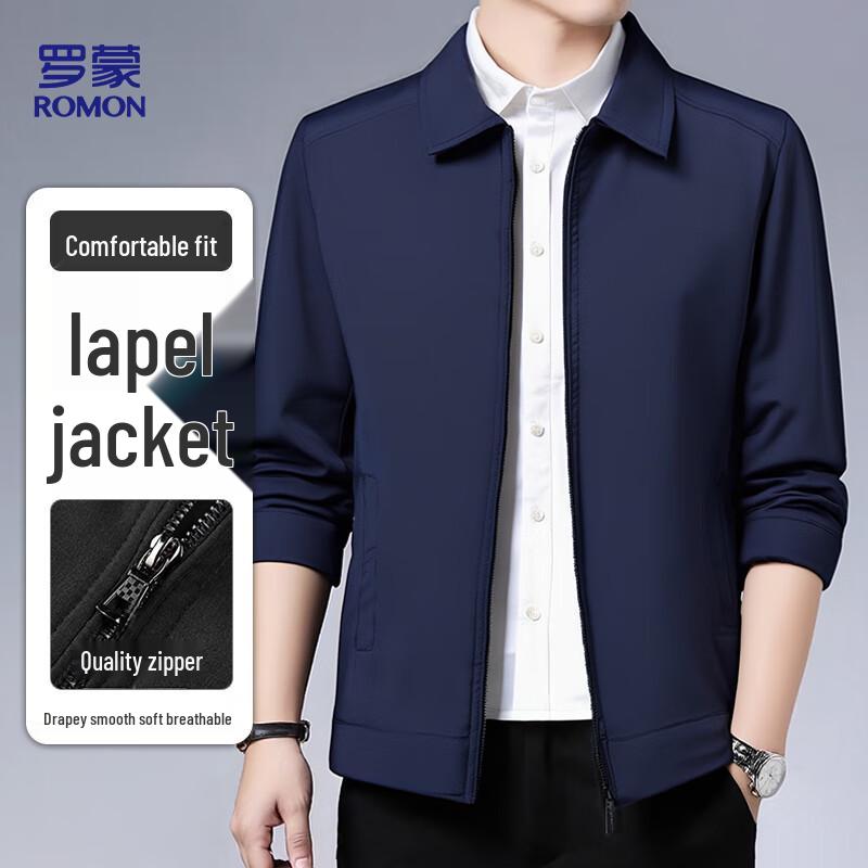 

ROMON Men s Business Casual Solid Lapel Jacket XL