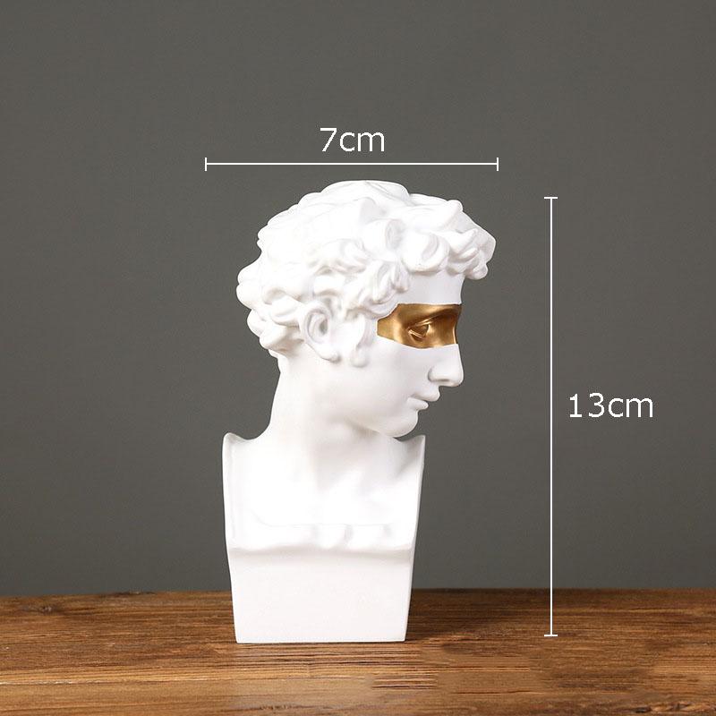 

Gold Plated Mask David Statue Artwork Character Resin Sculpture Desk Ornaments Portrait Figures Statue Living Room Decoration