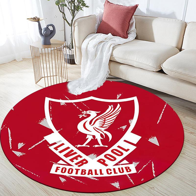 Liverpool Runder Teppich, Teppich für Wohnzimmer Schlafzimmer Sofa Spielzimmer Dekoration, Rutschfeste Bodenmatte