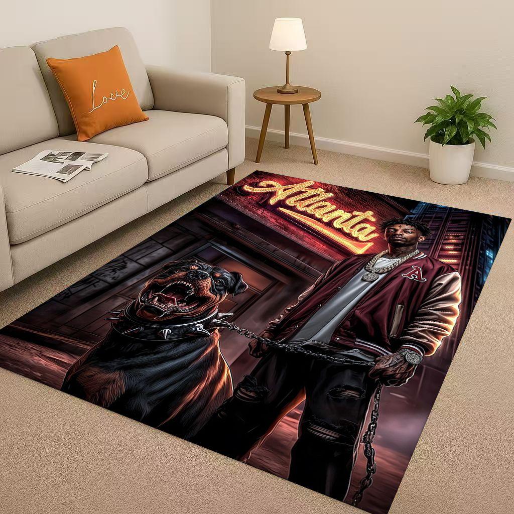 3D Classic Top Hip Hop Rapper Star Cartoon Art Living Room Non-Slip Area Rug Carpet for Bedroom Playroom Sofa,Home Decor Doormat