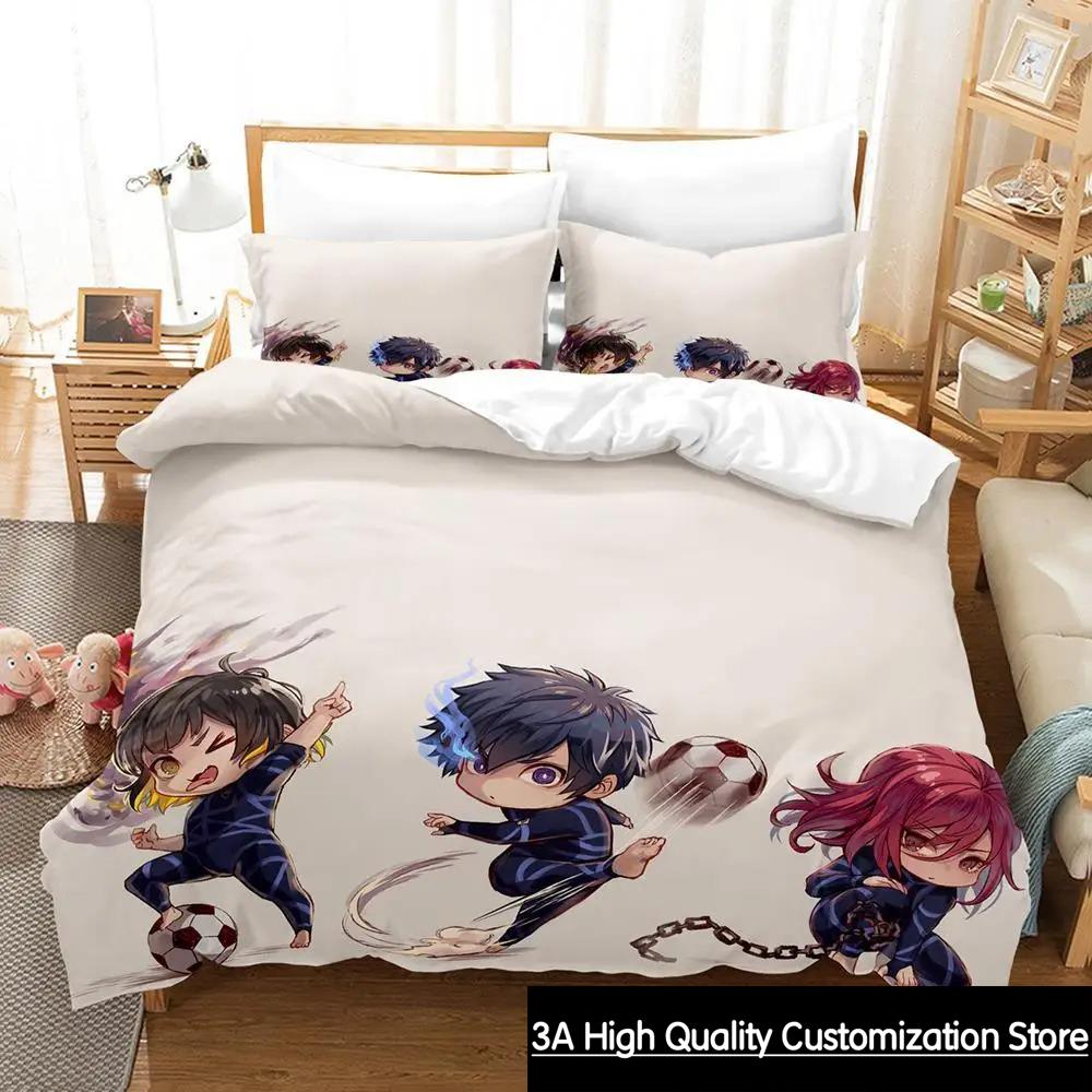 2023 New Blue Lock Bedding Set Cartoon Anime three-piece set Adult Boys Bedroom Duvetcover Sets 3D Kawaii colcha de verano cama