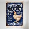 Vintage SPRATT'S PATENT Kyckling Metallskylt Sliten Rostig Kant Tennskylt med Kycklingillustration för Bar Pub Hem Café Vägg D