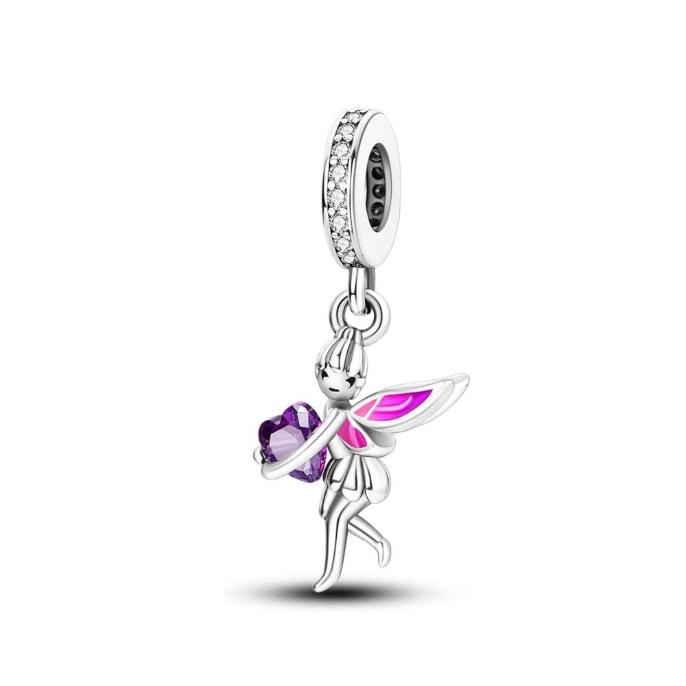 Pink 925 Sterling Silver Ladybug Lotus Perfume Bottle Charms Pendant for Bracelet DIY Women Jewelry