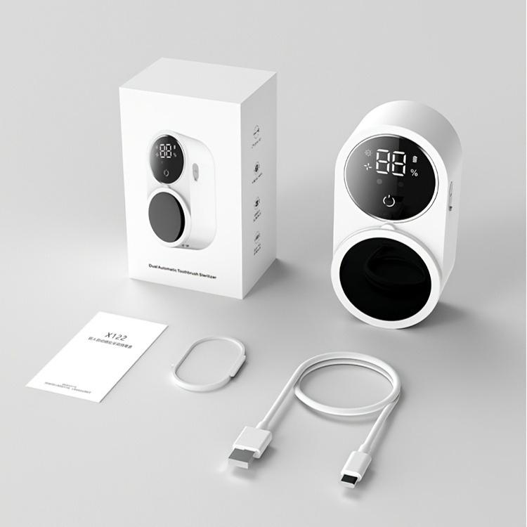 Smart Toothbrush Sanitizer Air Dryer with LED Screen USB-Powered Wall-Mounted Dental Device 24H Automatic Operation