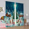2pcs,2D plane printing Minimalist Curtains Christmas Tree Snow Night (3) Versatile Fabric (without rod) Gifts for Bedroom &