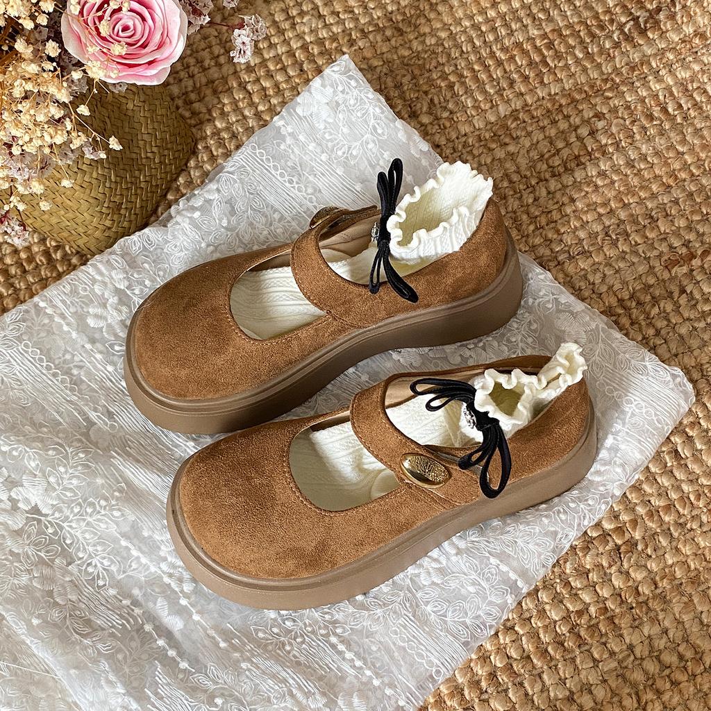 2025 Frühling vielseitige Damen Schuhe Plateau Mary Jane Schuhe neue Freizeitschuhe leichter Mund Einzelne Schuhe Britischer Stil kleine Lederschuhe Damen