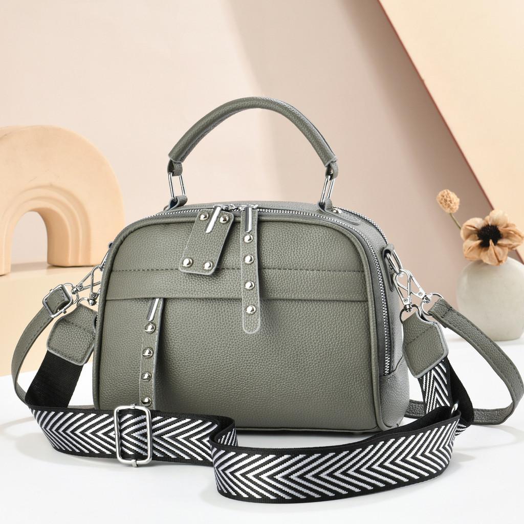 Pu Leather Shoulder Bag With Zipper Pockets And Adjustable Strap For Daily Use