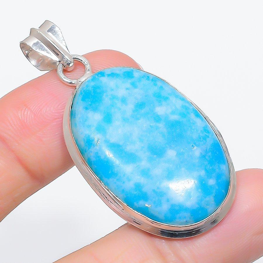 

Натуральный Ларимар Драгоценный камень Ручная работа 925 Стерлинговое серебро Ювелирная подвеска 2,01 e9F44