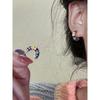 White Baihe With Color Drop Glaze Enamel Earrings Light Luxury Simple Studs Retro Earrings