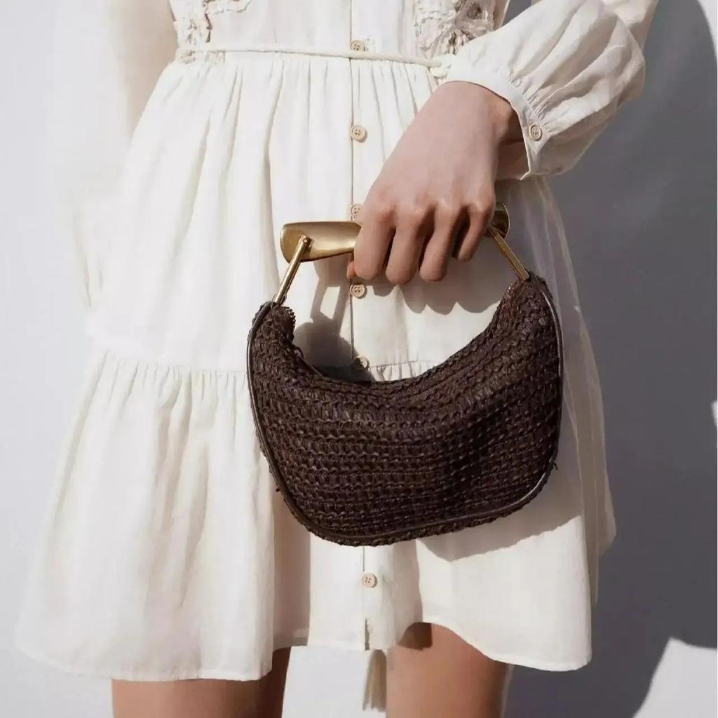 Summer Women's Bag Women's Shoulder Crossbody Bag Woven Straw Bag Seaside Beach Rattan Bag