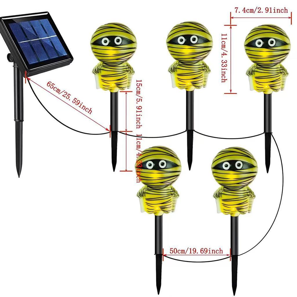 Solar-Powered Halloween Pumpkin Skeleton Ground Lights - Waterproof Outdoor Garden Decor