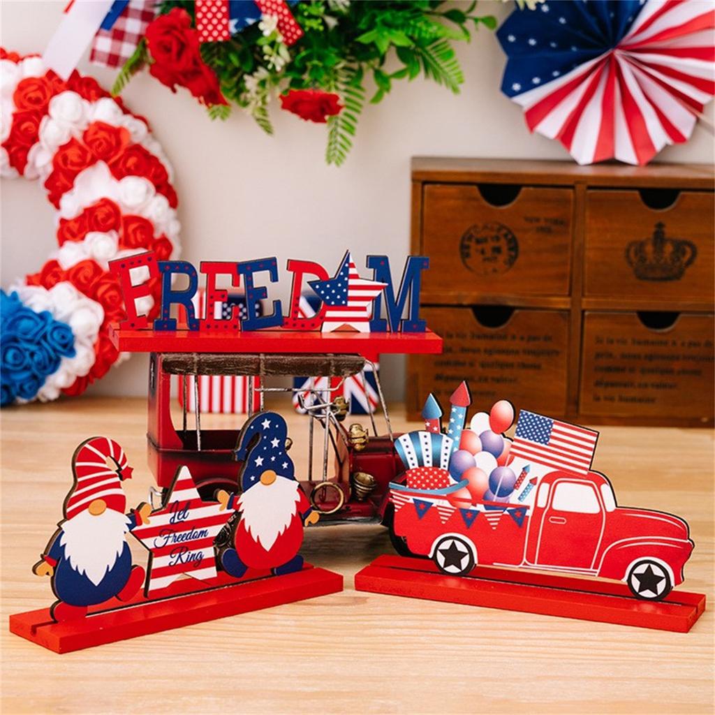 Holz Tischdekorationen Unabhängigkeitstag USA Schilder Erklärung Patriotischer Schreibtisch Ornament Tischdekoration Home Zimmer Party Dekor