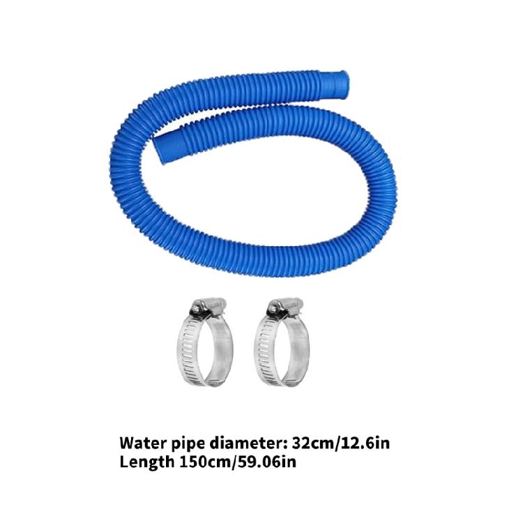 150cm Swimming Pool Hose Pump Hose Tubes for Above Ground Pool Saltwater System with Clamps Replacement 1-1/4Inch Hose