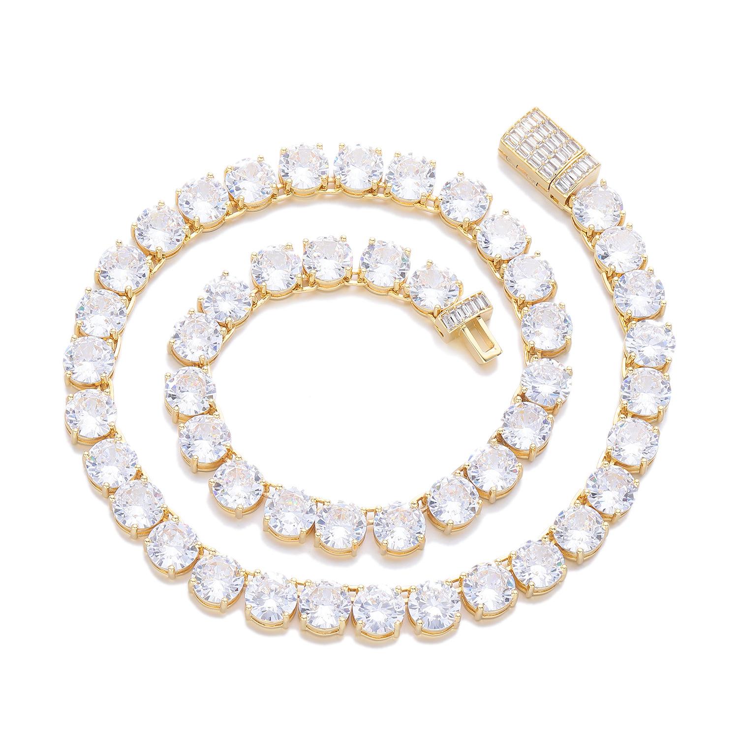 

European and American 11mm copper zircon full set tennis chain 1111 winter commuter geometric round diamond jewelry accessories bracelet 7inch (length about 18cm)