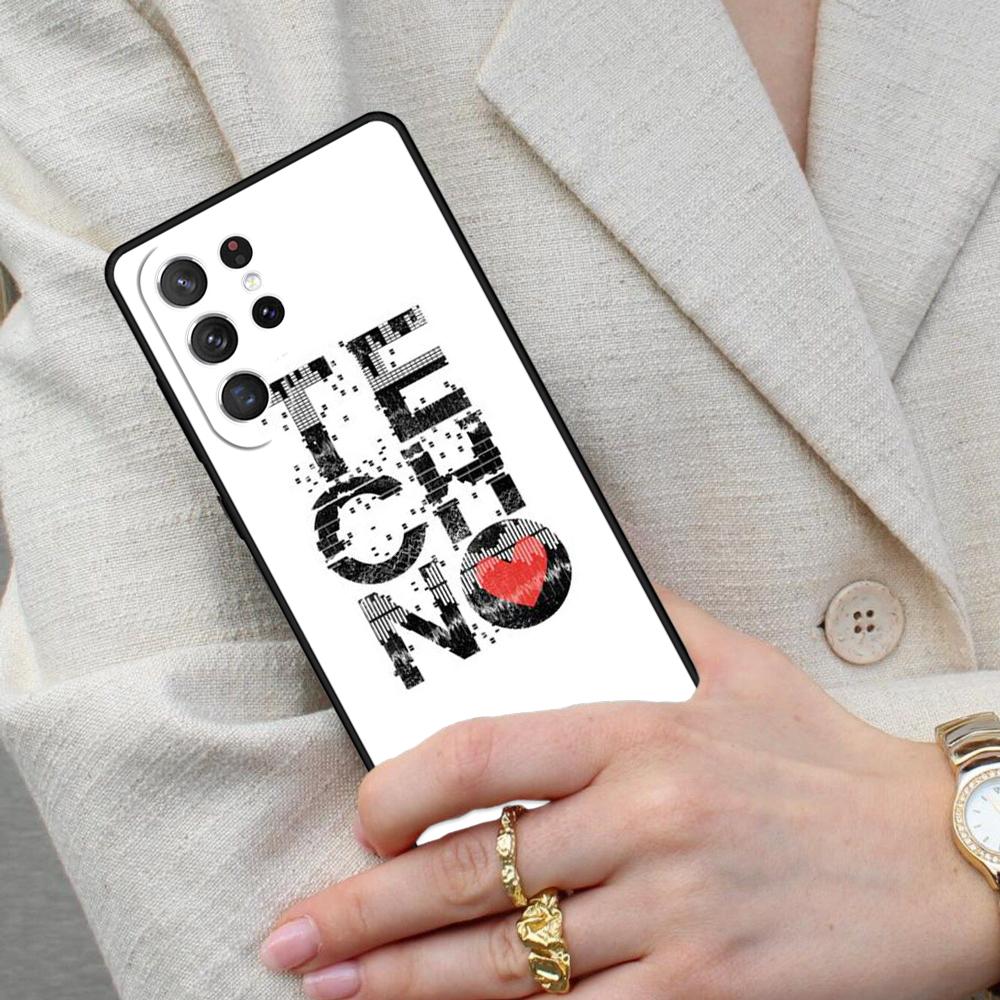 Love Techno Music Quotes Cell Phone Case for Samsung Galaxy S26 Ultra S25 S24 S23 S22 S21 S20 Note10 Cover