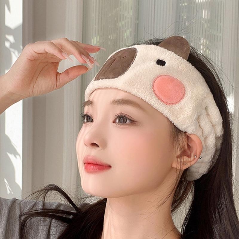Soft and Absorbent Capybara Headband for Daily Skincare and Makeup Removal Soft Plush Furry Hairband
