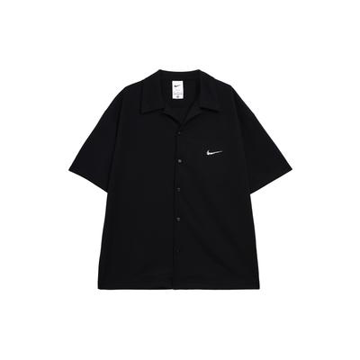 Polo de Cor Sólida com Logotipo Manga Curta Casual Camisa Tops Masculinos Preto FB6985-010