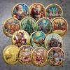 Christmas Commemorative Medal, European and American Santa Claus, Sled, Deer, Colorful Commemorative Gold Coins, Decision Game Coins