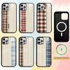 Splicing Grid Style   Phone Case For iPhone17,16,15,14,13,12,11 Plus,Pro Magnetic For Magsafe Wireless Charging
