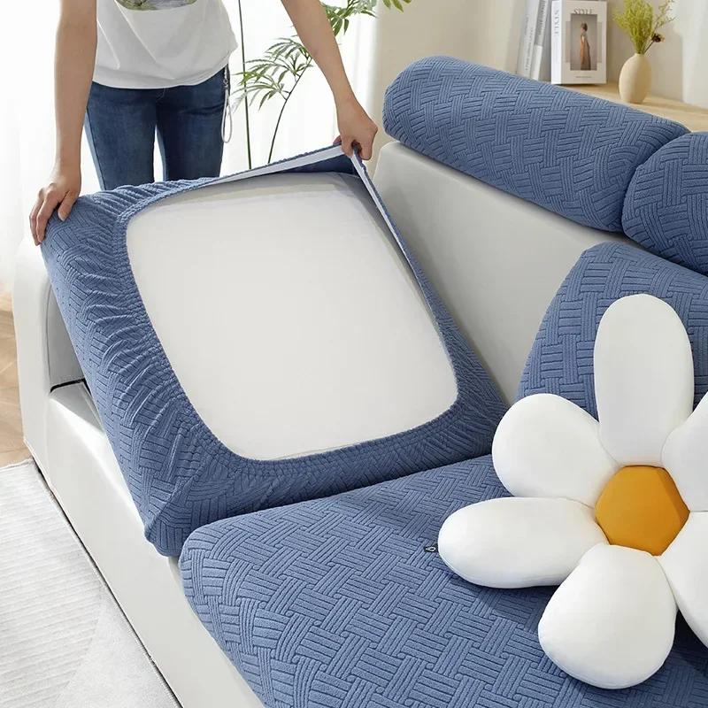 Thick Jacquard Sofa Seat Cushion Cover Funiture Protector Stretch Couch Covers ForLiving Room Removable Seat Slipcover Kids Pets