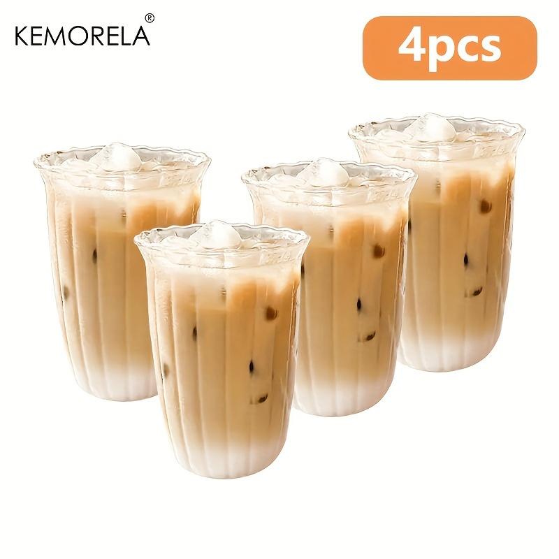 4/6PCS Vertical Stripes Latte Coffee Cup Transparent Cocktail Glasses Vertical Grain Glass Water Cup Juice Cup IceCoffee Whiskey