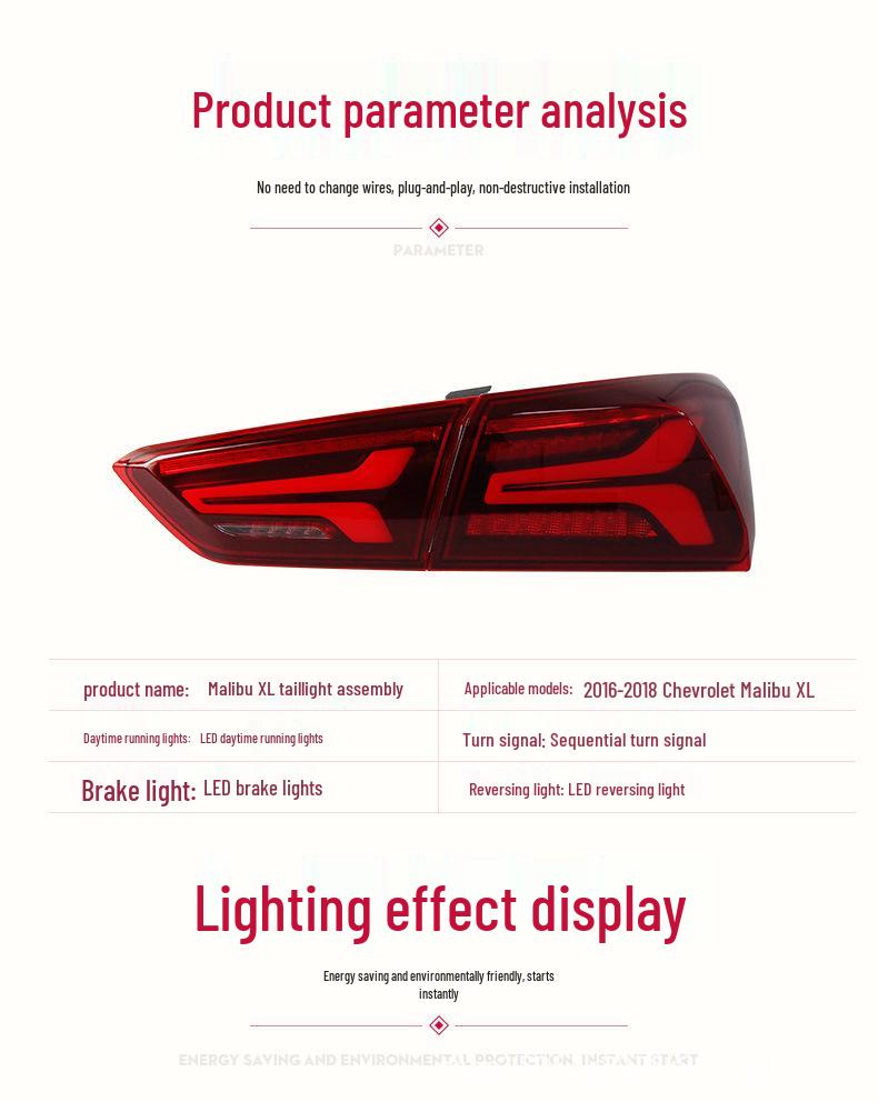 16-21 Malibu XL Taillight Airplane Style LED DRL & Sequential Turn Signal