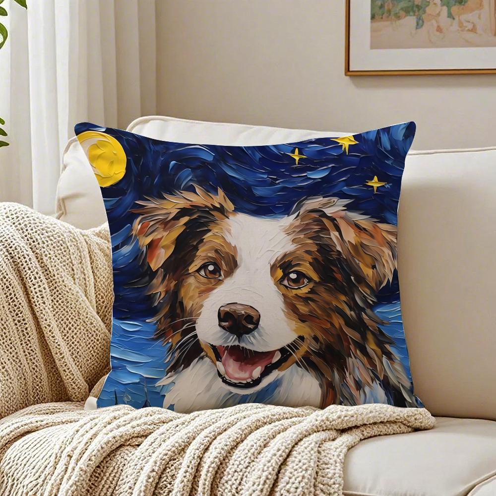 Catoon Starry Sky Dog Cushion Cover Pillowcase Antidustmite living Room Sofa Decor Cushion Room