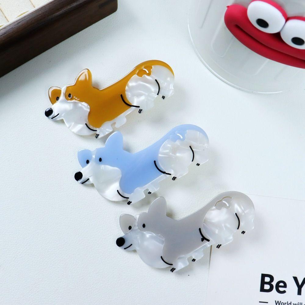 Animal Acetate Puppy Hair Claw Creative Dog Hairpin Personalized Corgi Hair Clip  Girls