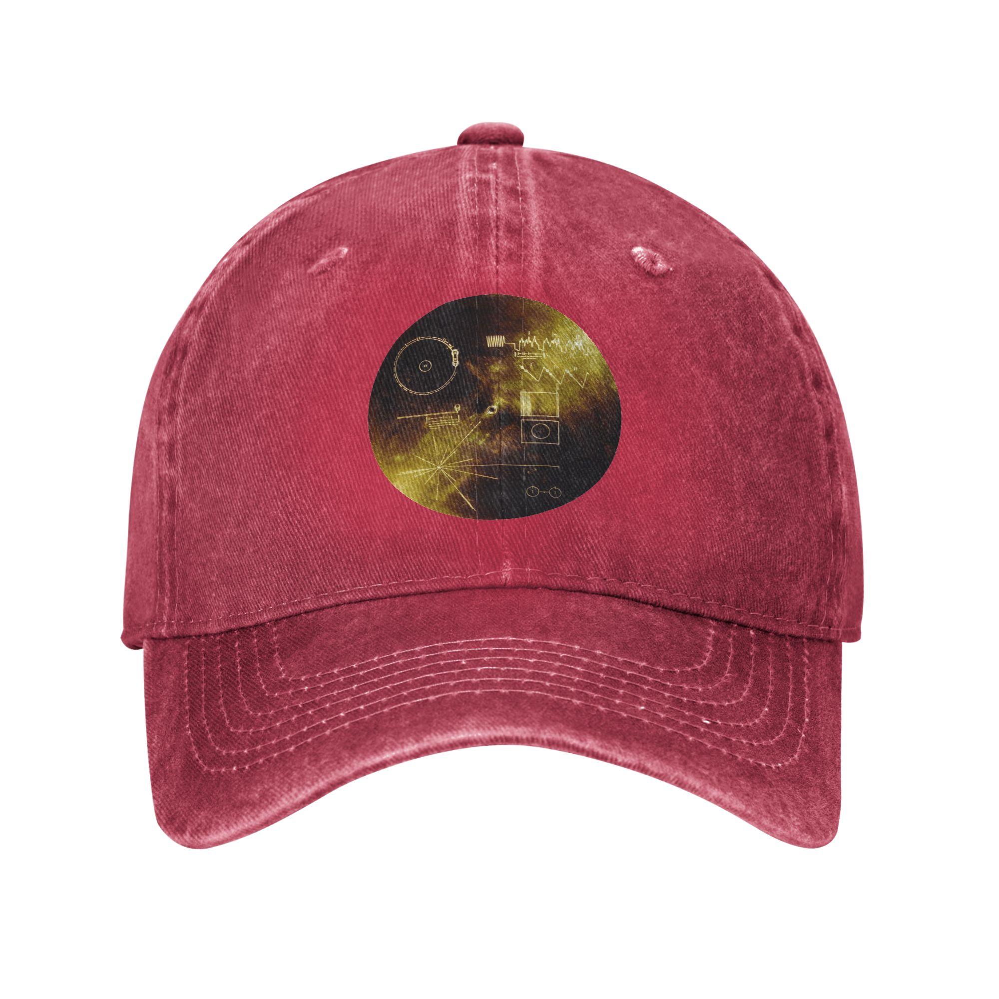 The Voyager Golden Record!  Denim Baseball Caps Snapback Baseball Hats Breathable Casquette Outdoor Unisex One Size