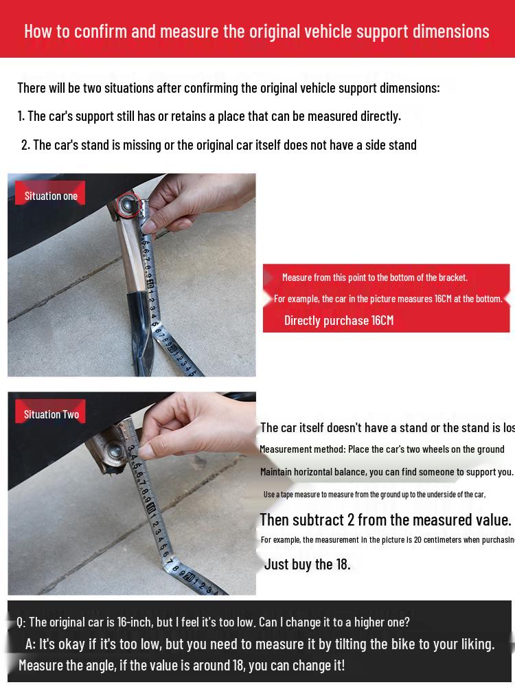 Electric Vehicle Kickstand: Universal Side Support for Two-Wheelers, Compatible with Aima