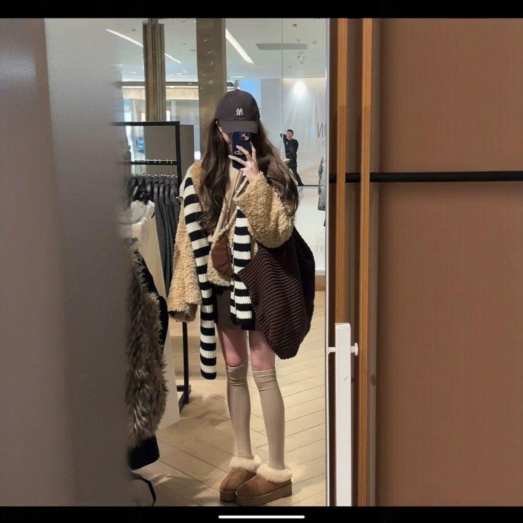 Coffee Color Knitted Tote: Women's Autumn/Winter Casual Large Woven Bag