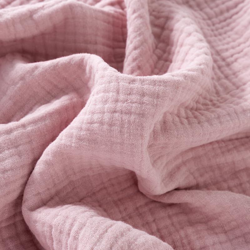 Netakara Gauze Natural Thick Comfortable and Long Solid Warm and Relaxed Green Women's 4-Layer Pajamas, Autumn/Winter Set, 100% Cotton, 4-Layer Gauze,